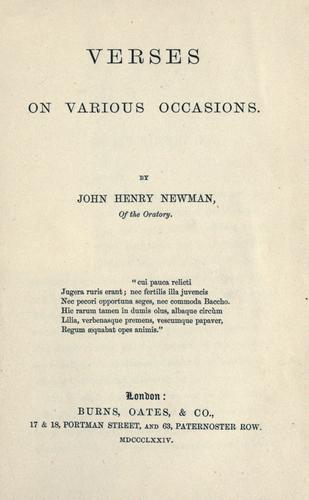 Verses on various occasions