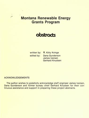 Montana Renewable Energy Grants Program