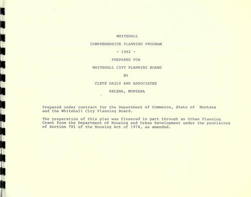 Whitehall comprehensive planning program
