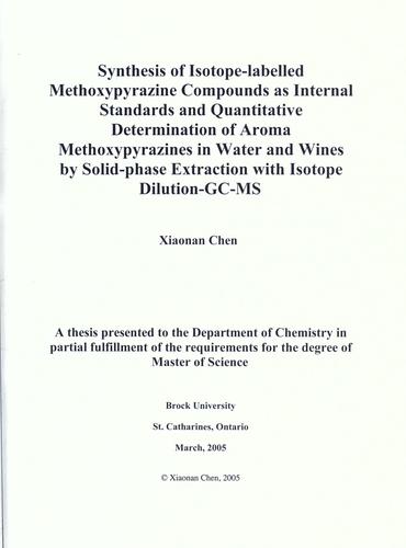 Synthesis of isotope-labelled methoxypyrazine compounds as internal standards and quantitative determination of aroma methoxypyrazines in water and wines by solid-phase extraction with isotope dilution-GC-MS