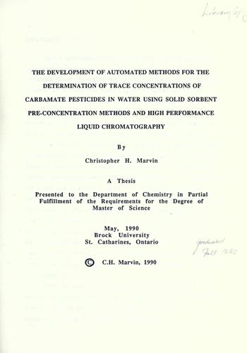 The development of automated methods for the determination of trace concentrations of carbomate pesticides in water using solid sorbent pre-concentration methods and high performance liquid chromatography