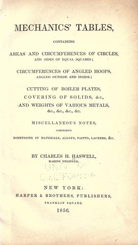 Mechanics' tables