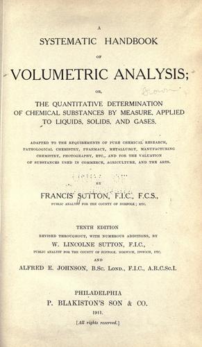 A systematic handbook of volumetric analysis