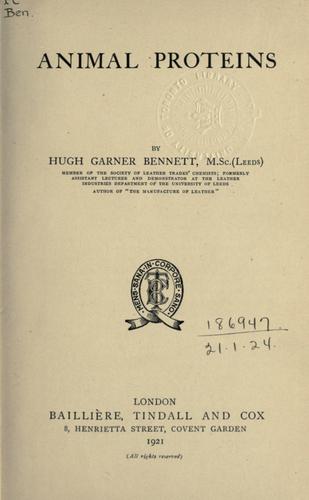 Animal proteins by Hugh Garner Bennett cover