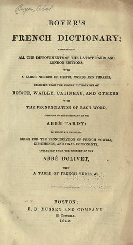 Boyer's French dictionary by Abel Boyer cover