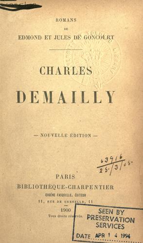 Charles Demailly by Edmond de Goncourt, Francoise Cestor, Jean-Didier Wagneur cover