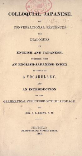 Colloquial Japanese by S. R. Brown cover