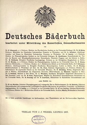Deutsches Bäderbuch by Germany. Gesundheitsamt cover