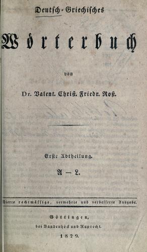 Deutsch-griechisches Wörterbuch by Valentin Christian Friedrich Rost cover