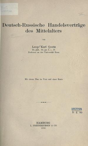 Deutsch-russische Handelsverträge des Mittelalters by Leopold Karl Goetz cover