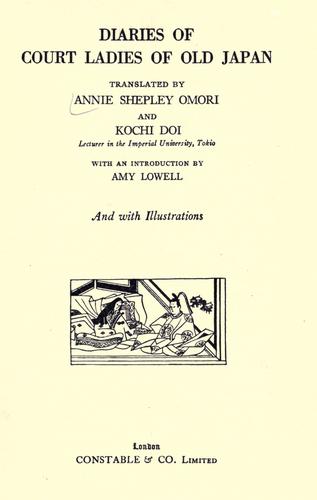 Diaries of court ladies of old Japan by Annie Shepley Omori cover