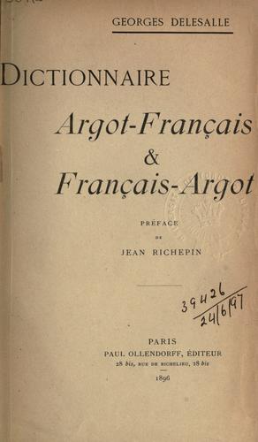 Dictionnaire argot-Français & françaisart by Georges Delesalle cover