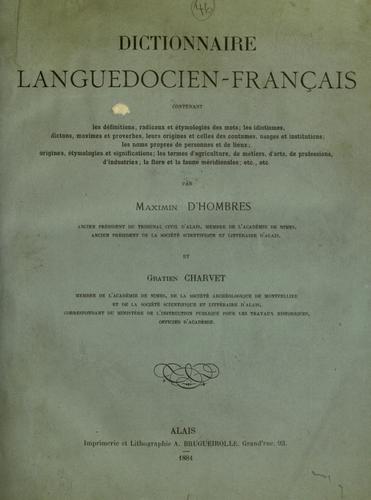 Dictionnaire languedocien-français by Maximin d' Hombres cover
