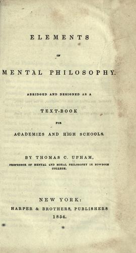 Elements of mental philosophy