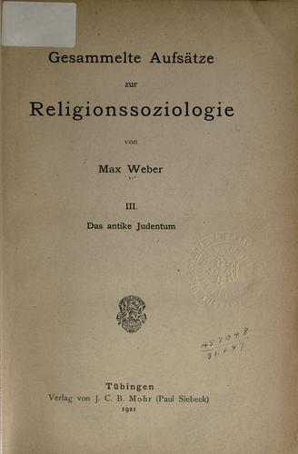 Gesammelte Aufsätze zur Religionssoziologie