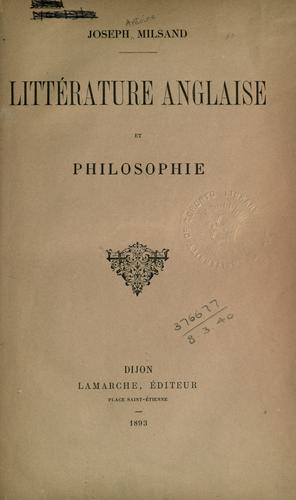 Littérature anglaise et philosophie by Joseph Antoine Milsand cover