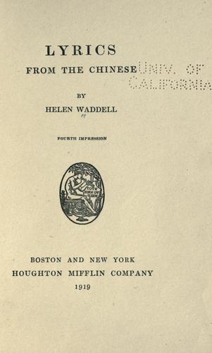 Lyrics from the Chinese