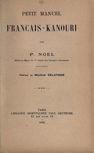 Petit manuel français-kanouri by Georges Pierre Noel cover