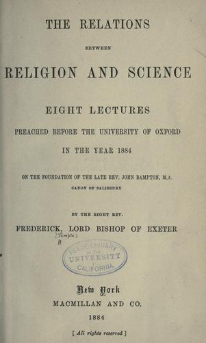 The relations between religion and science by Frederick Temple cover