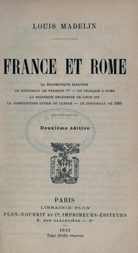 France et Rome by Louis Madelin cover