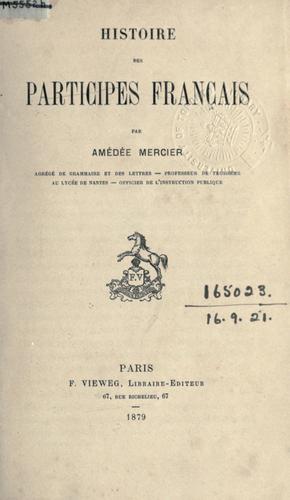 Histoire des participes français by Amédée Marcier cover