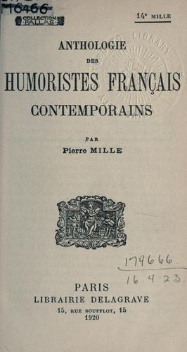 Anthologie des humoristes français contemporains by Pierre Mille cover