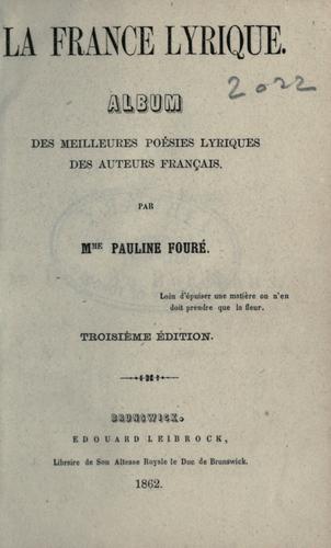 La France lyrique by Pauline Fouré cover