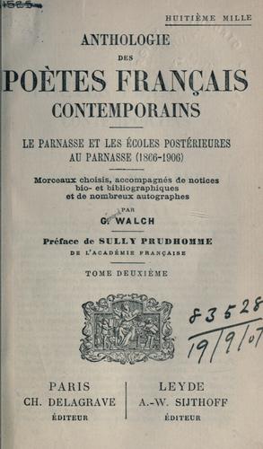 Anthologie des poetes français contemporains by Gérard Walch cover