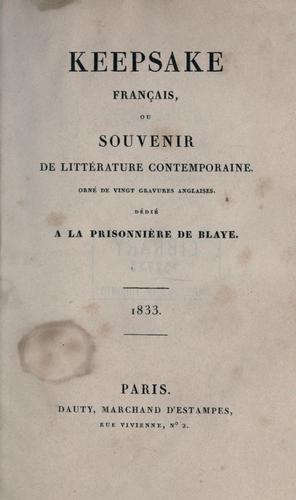 Keepsake français, ou souvenir de littérature contemporaine, orné de vingt gravures anglaises by  cover