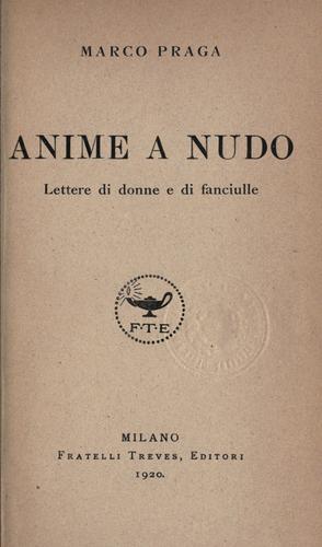 Anime a nudo by Marco Praga cover