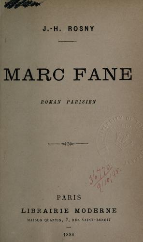 Marc Fane, roman parisian