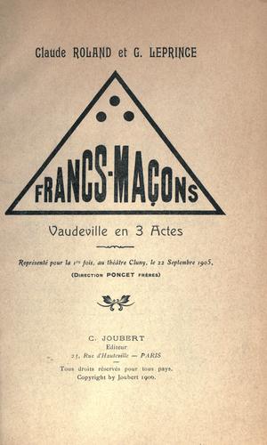 Francs-maçons by Claude Roland cover