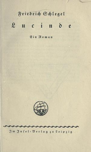 Lucinde by Friedrich von Schlegel cover