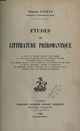 Études de littérature préromantique