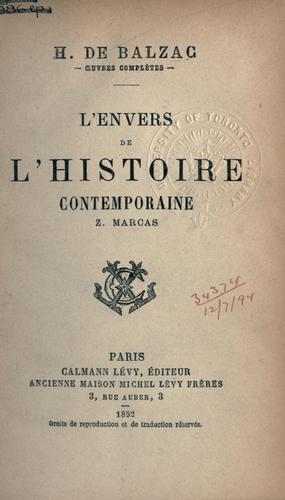 L' envers de l'histoire contemporaine by Honoré de Balzac cover