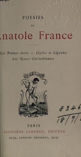 Poésies by Anatole France cover