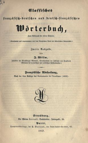 Dictionnaire classique français-allemand et allemand-franis by J. Willm cover