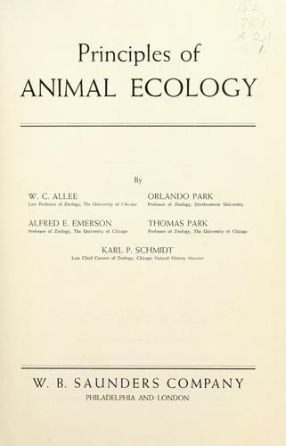 Principles of animal ecology by W. C. Allee cover