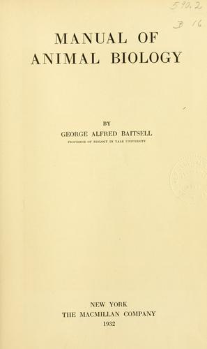 Manual of animal biology by Baitsell, George Alfred cover