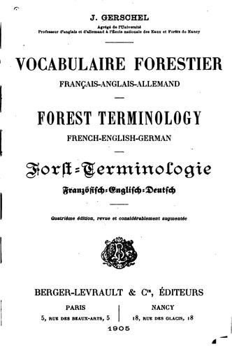 Vocabulaire forestier français-anglais-allemand. =