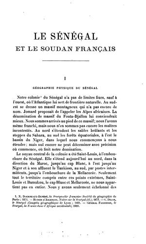 Le Sénégal et le Soudan français by Paul Gaffarel cover