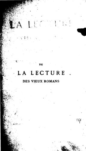 De la lecture des vieux romans by Jean Chapelain cover