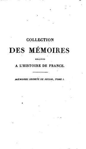 Mémoires .. by Duclos, Jacques cover