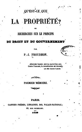 Qu'est-ce que la propriété?