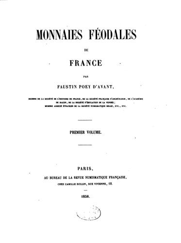 Monnaies féodales de France by Faustin Poey-d'Avant cover