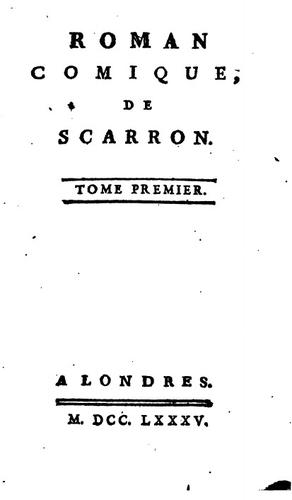 Roman comique by Scarron Monsieur cover