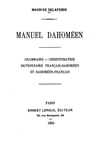 Manuel dahoméen by Maurice Delafosse cover