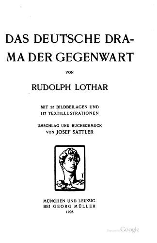 Das deutsche drama der gegenwart by Rudolph Lothar cover