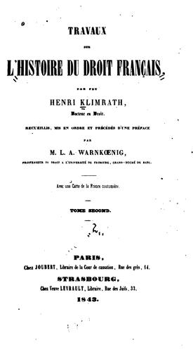 Travaux sur l'histoire du droit français by Henri Klimrath cover