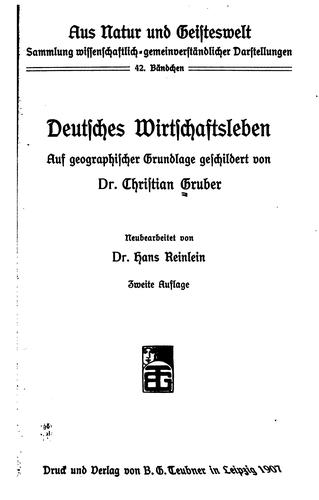 Deutsches wirtschaftsleben by Gruber, Christian cover